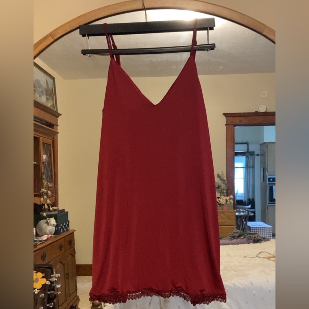 red silky nightdress